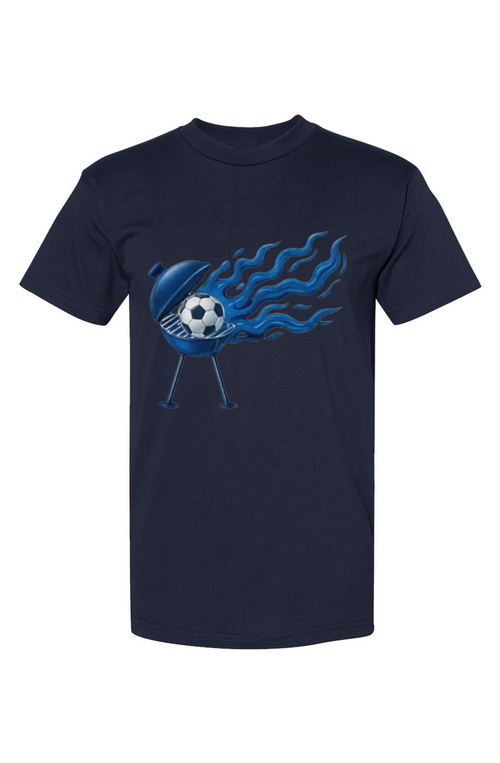Blue Steel Military Soccer Grills USA-Made Preshrunk Comfortable Cotton T-Shirt