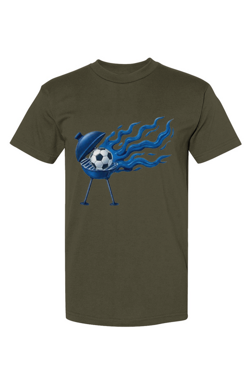 Blue Steel Military Soccer Grills USA-Made Preshrunk Comfortable Cotton T-Shirt