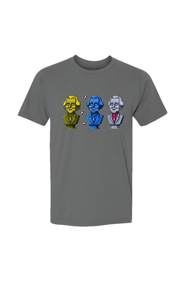 Mount Rushmore Soccer Balls Drop Charcoal USA-Made Ringspun Men's T-Shirt